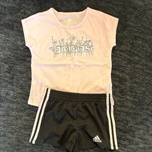 Adidas Light Pink Tee and Black Shorts Combo